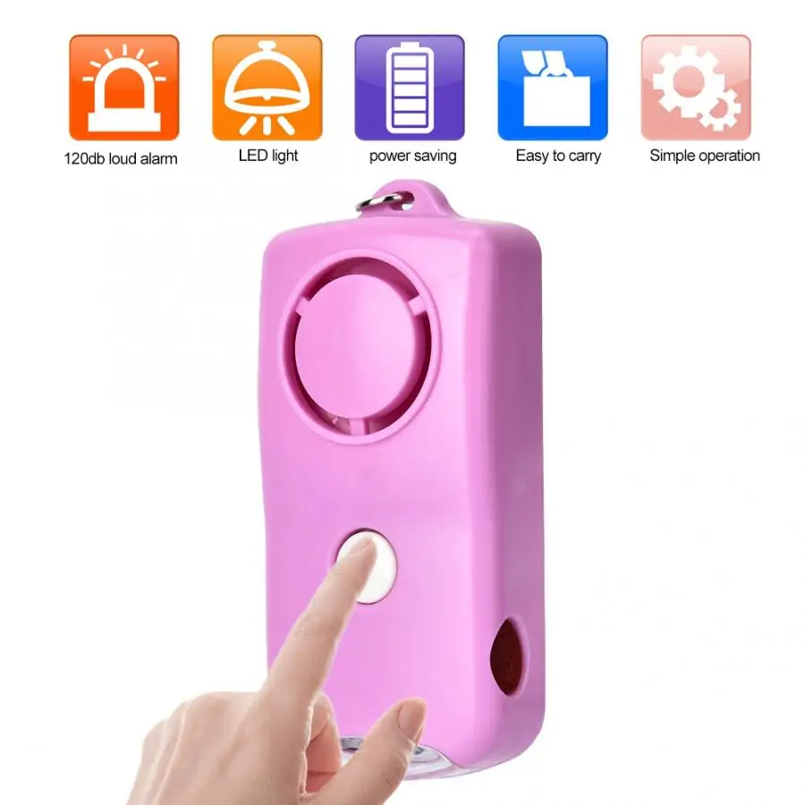 120db Elderly Girl Child Personal Security Alarm Self Defense Keychain with LED Light | Безопасность и защита