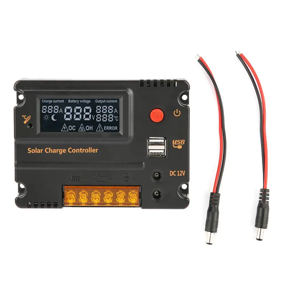 

12V 10A/20A Solar Controller Intelligent Panel Battery LCD Display Solar Charge Controller with Output Switch NEW
