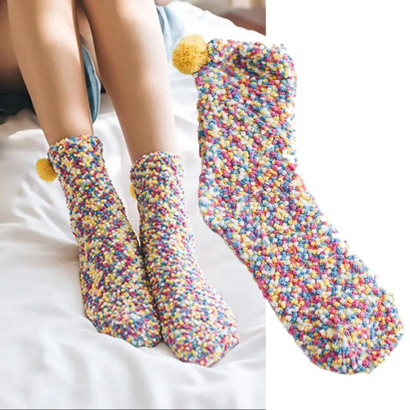 Зимние теплые толстые коралловые флисовые Носки для торта яркие цвета стерео носки в стиле харакдзюку Janpanese Kawaii Носки-тапочки для сна Meias