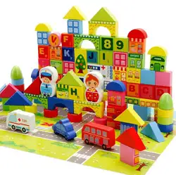 Детские игрушки строительных блоков 160 шт. обучения город трафика деревянные блоки Развивающие игрушки