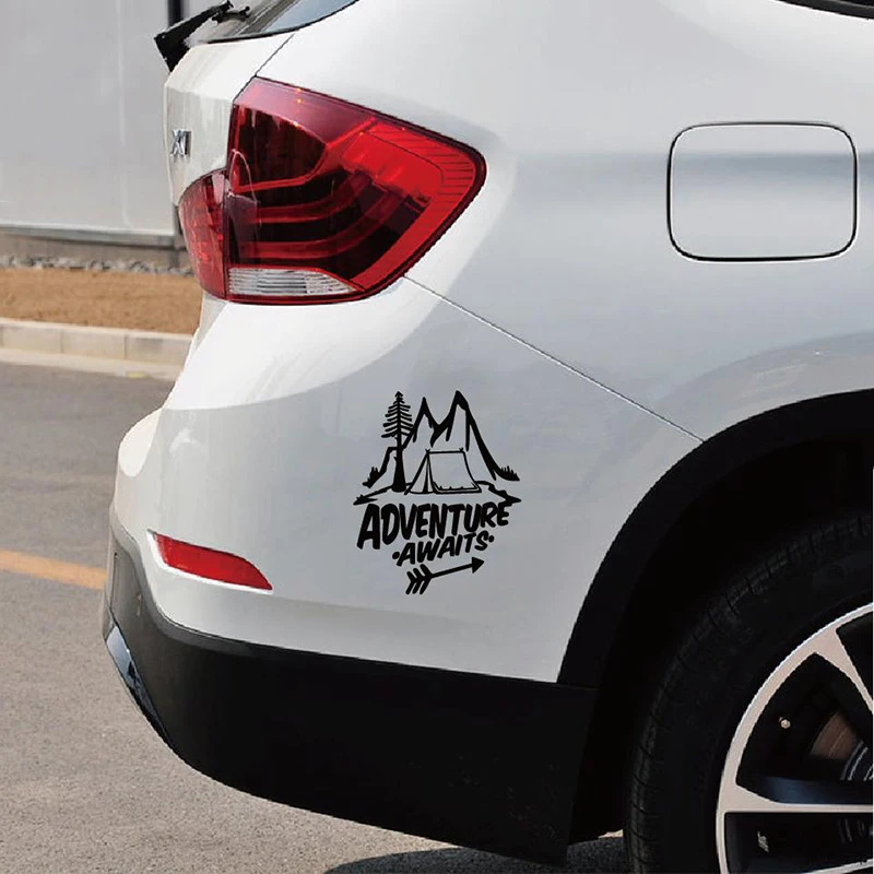 

1pc Brand New 6 colors optional High Quality Eco-friendly PVC Creative Adventure Awaits Pine Tree Travel Mountains Car Sticker