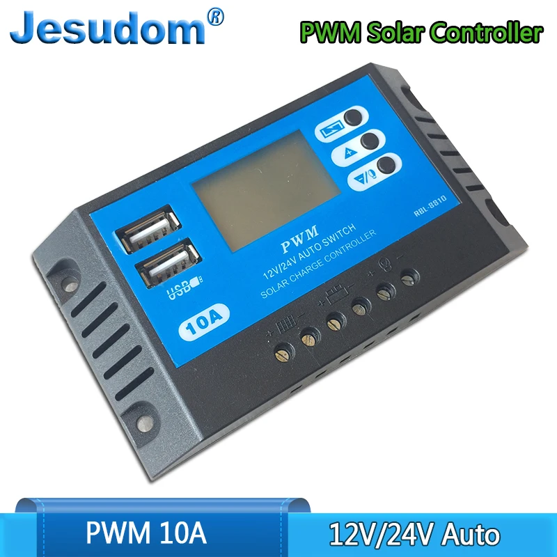 

Free Shipping!!! 10A PWM 12V 24V Auto LCD Solar Charge Controller with Dual USB Output 10A Solar PV Regulator for PV System