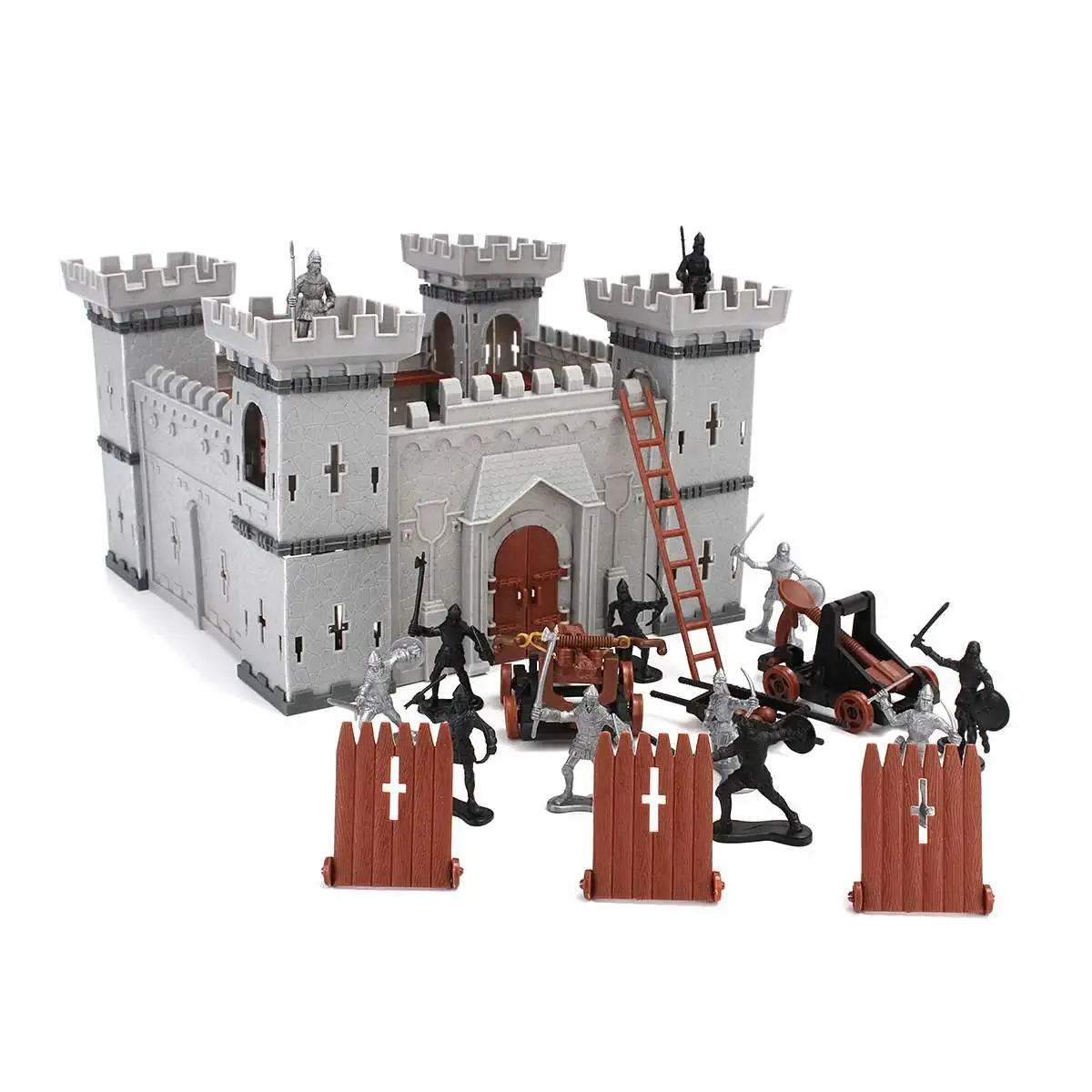 

Medieval Knights Catapult Castle Soldiers Infantry Action Figures Castle Soldiers Model Assembled Building Military 19pcs/set