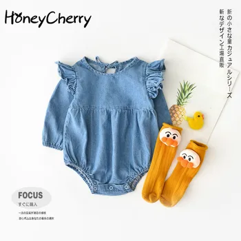 

Baby Bodysuits Baby Cotton Shirt Collar Cowboy Brother Sister Wear Triangular Crawl Clothes Baby Girl Clothes(no sock)