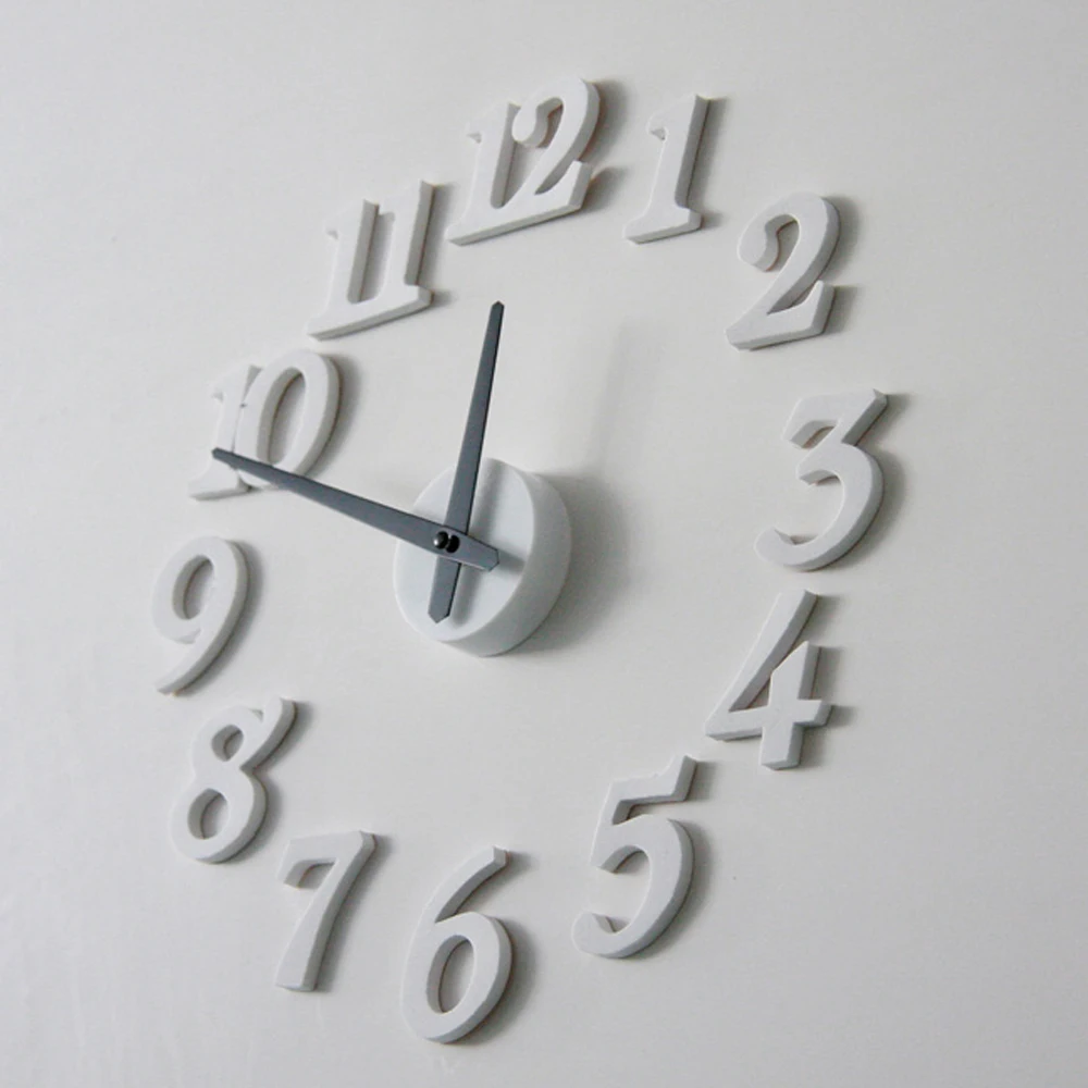 

3D DIY Wall Clock Art Modern Design Living Room Interior Decoration Needle Quartz Clocks White Stickers Watch Home Decor Z085