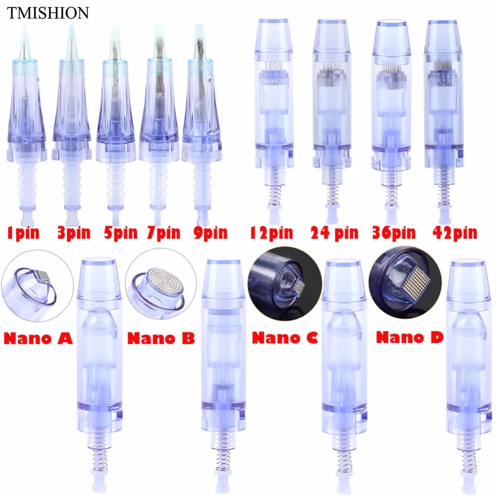 10 шт одноразовые иглы картриджа татуировки с крышкой постоянный макияж нано микро иглы голова 13 размеров для наконечника ручки a