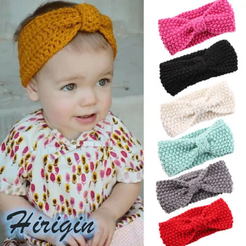 

Children's Headbands Children's Boys Girls Boho Bow knitted wool Stretch Headband Candy Color Cute Headband
