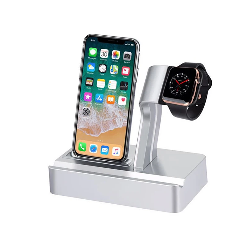 2 в 1 Подставка для зарядки для Apple Watch, подставка для зарядного устройства, подставка для телефона, зарядная станция для iPhone X 8 7 6 Plus, i Pad