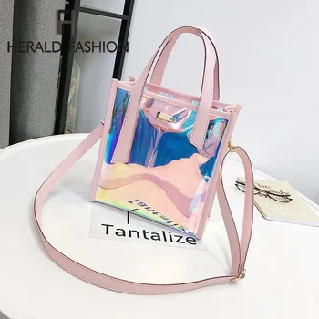 

Herald Fashion Transparent Women Composite Handbag Hologram Female Shoulder Bag Casual Ladies' Laser Messenger Tote Bag Bolsas