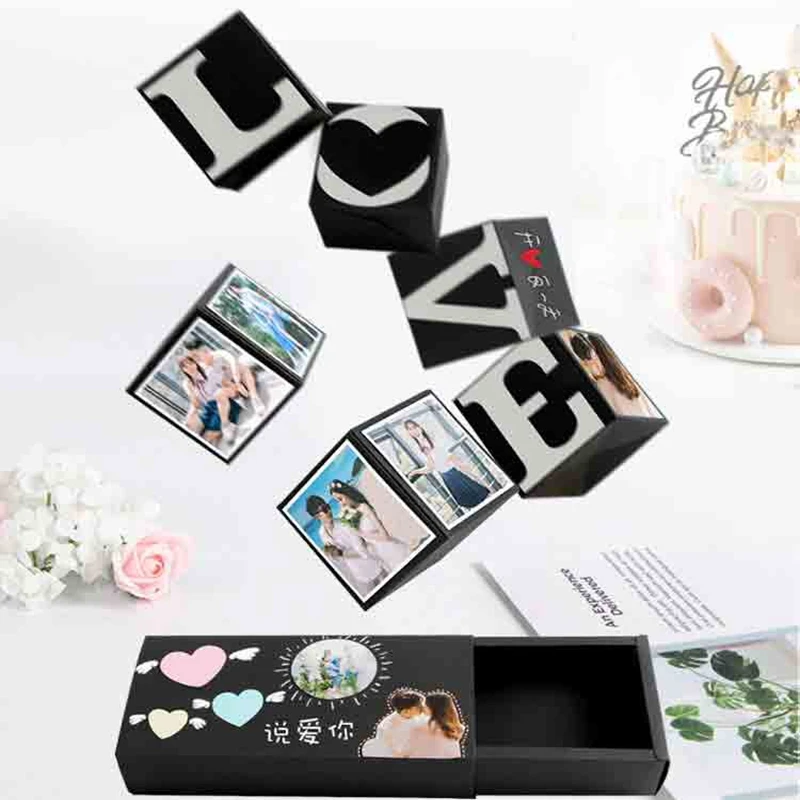 

Wedding Gift Box Explosion Box Surprise Bounce Box Creative Photo Album Sticker for Valentine's Day Birthday Surprise Gift