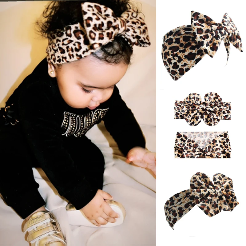 

BalleenShiny Leopard Hearband For Baby Girls Kids Bowknot Elastic Head Band Children Headwear Accessories Princesses Hairband
