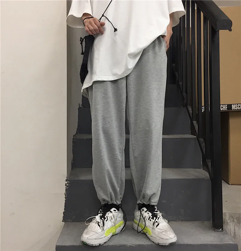 Men's trousers 2019 spring and summer new youth popular loose two wear wide leg pants solid color youth casual men's clothing