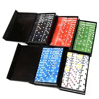 

28 PCS Color Dot Dominoes Set Simple Boxed Fun Plastic Domino Toy Casual Game Card for Home Family Traveling