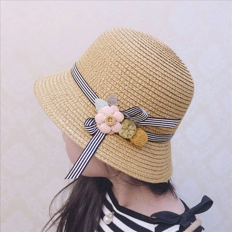 Cute Sun Hat Women Straw Cap Fashion Chic Summer Flower Straw Hat Sunscreen Visor Lady Panama Hat Sun Hats