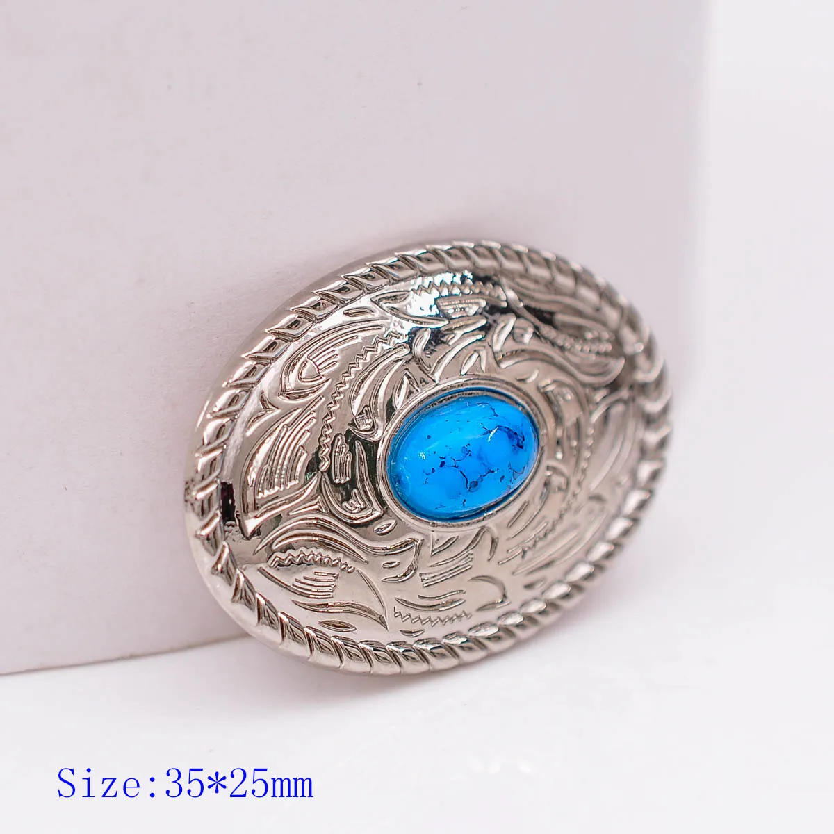 

Поясной ремень с гравировкой, Овальный аксессуар для одежды, в западном стиле, цвет серебристый, синий, бирюзовый, 10 х35х25 мм