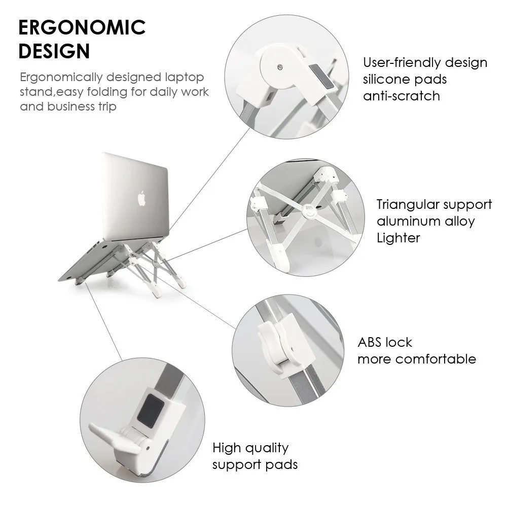  Foldable Laptop Stand Aluminum Alloy Desktop Adjustable Notebook Holder Desk Table Laptop Stand For
