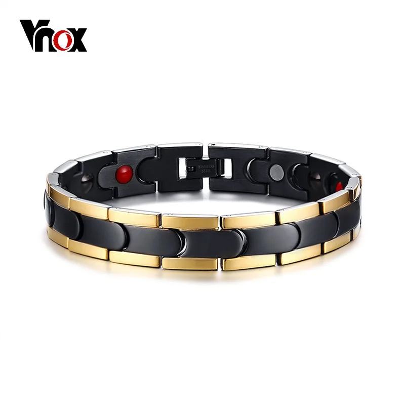 

Vnox Casual Health Care Bid Element Therapy Magnetic Bracelet for Men Stainless Steel Energy Balance Healing Male Jewelry