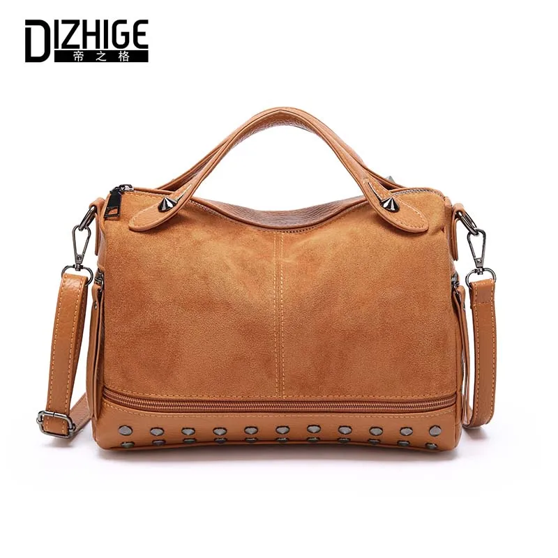 

DIZHIGE Luruxy Brand Women Handbags Vintage Scrub Leather Tote Bag Female Rivet Design Crossbody Bags For Women Shoulder Bag New