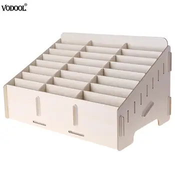 

24 Lattice Wooden Mobile Phone Management Storage Box Grid/Wood Color