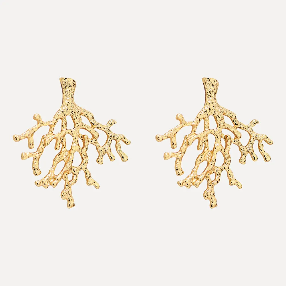 

Beach Coral Branch Filigree Metal Earring Sea Life Runway Girl Earrings Brinco Oorbellen Jewelry
