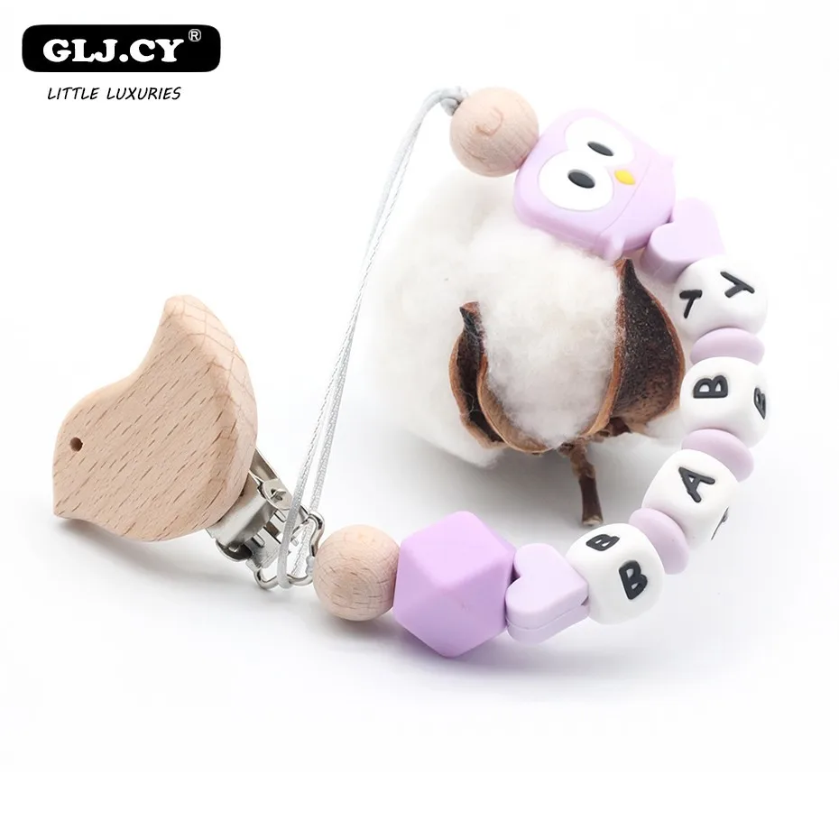 Handmade New Wooden Bird Clips DIY Baby Pacifier Personalised Chain Holder Customizable Name Cute Owl Silicone Beads Gift Handmade New Wooden Bird Clips DIY Baby Pacifier Personalised Chain Holder Customizable Name Cute Owl Silicone Beads Gift