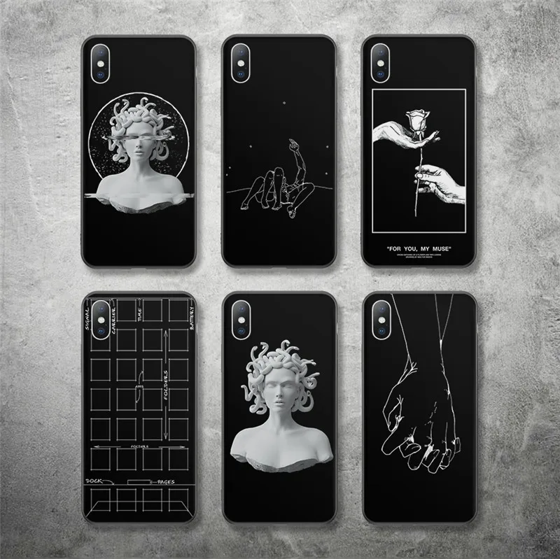 

iPWSOO Matte Phone Case For iPhone 6 6s 7 8 Plus Medusa Abstract Art Hard Case For iPhone X XS Max XR XS Cover Back Cases