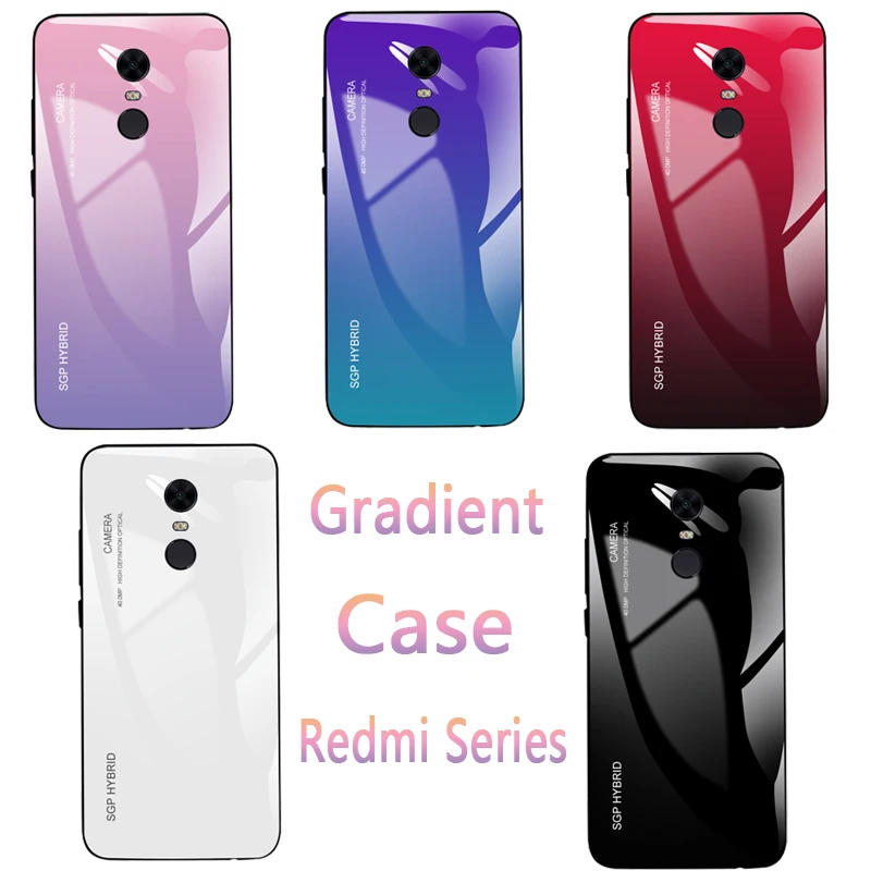 

Gradient Case on Redmi Note 4X Case For Xiaomi Redmi 4 Note 5 6 Pro 5A 6A 5 Plus red mi note4x Cover Tempered Glass Fundas Coque