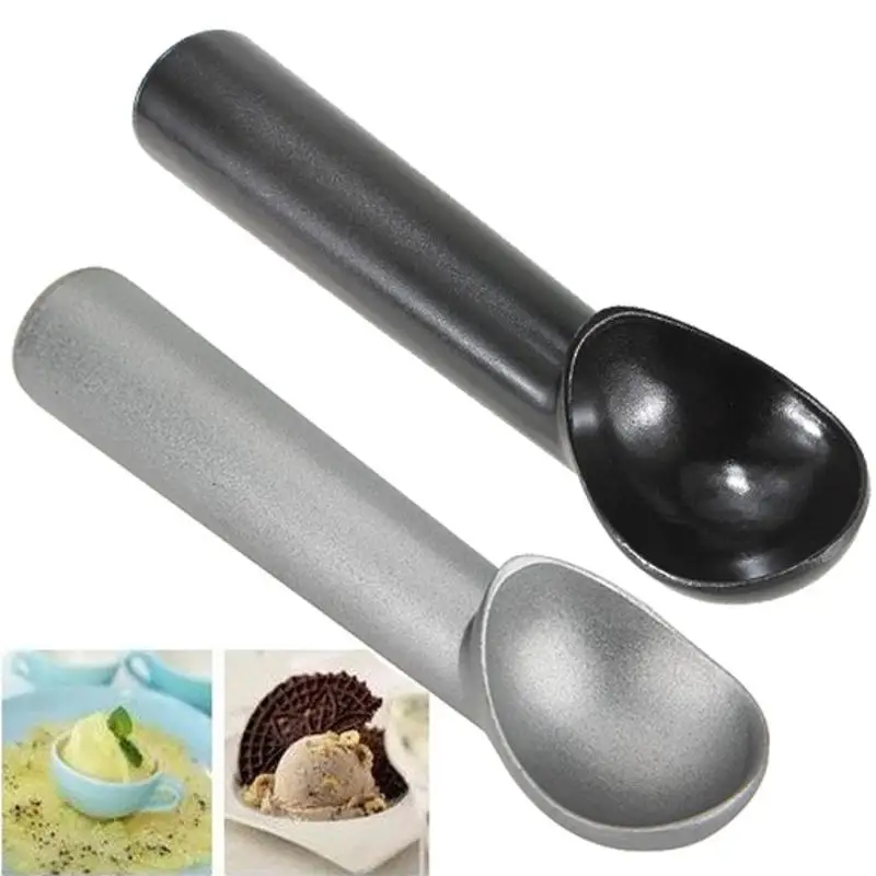 

Non-Stick Anti-Freeze Kitchen Ice Cream Scoop Mash Potato Spoon Aluminum Spoons Spring Handle Kitchen Accessories Black/Gray