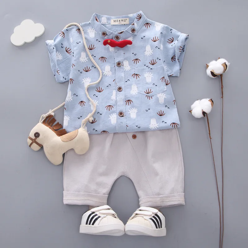 

Summer Baby Boy Girl Clothes Infant Tie Cartoon Octopus Pattern T Shirt Shorts 2pcs/sets Children Clothing Kids Casual Tracksuit