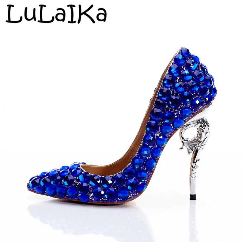 

Spring Lady Solid Color Rhinestone Shining Pumps Shoes Elegant Thin Heel Pointed Head Woman Party Wedding High Heels 11cm