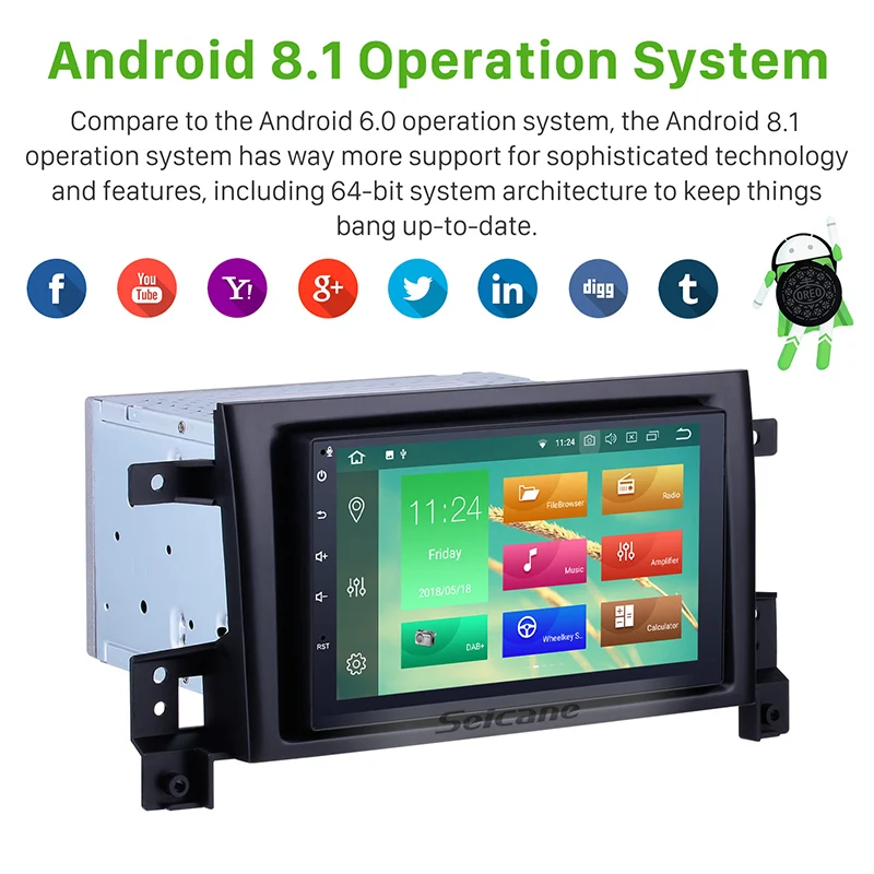 Top Seicane Car Stereo GPS 7" Android 8.1 HD Radio Navi Player for Suzuki Vitara 2005-2013 Head Unit with USB Steering Wheel Control 0 Top Seicane Car Stereo GPS 7" Android 8.1 HD Radio Navi Player for Suzuki Vitara 2005-2013 Head Unit with USB Steering Wheel Control 0