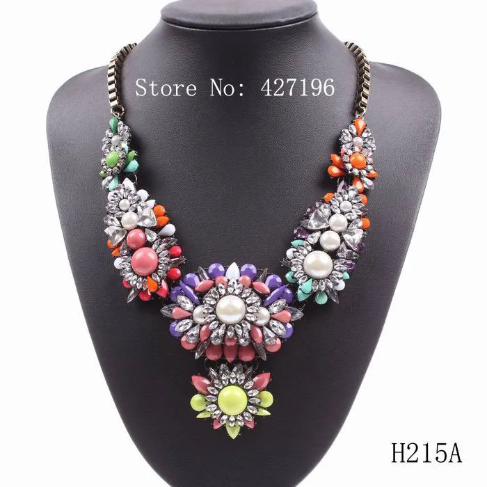 

Fashion 2019 New Brand Sexy Colorful Crystal Pearl Chunky Statement Necklace for Women Accessories Jewelry Mix Colors