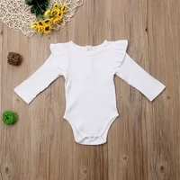 2020 Brand New Newborn Infant Kids Baby Girls Boys Autumn Causal Bodysuits Ruffles Long Sleeve Solid Warm Jumpsuits Outfit 0-24M 4