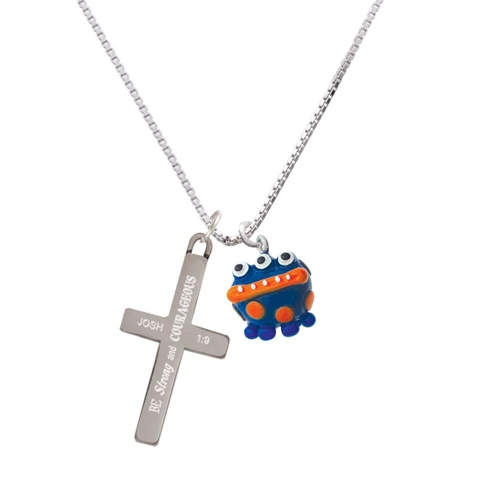 Resin Blue Monster with Orange Dots - Strong and Courageous Cross Necklace | Украшения и аксессуары