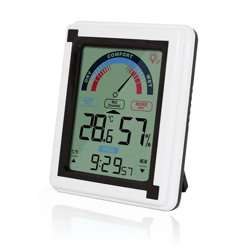 

Electronic Weather Clock Temperature Humidity Meter Indicator Thermometer Lcd Display Press Backlight Household Weather Clock