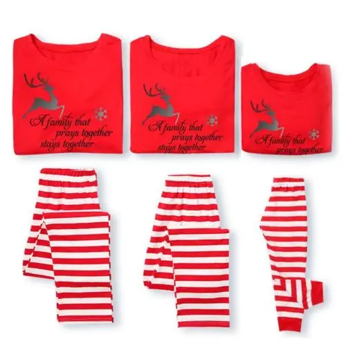

Fairy XMAS Family Matching Christmas Pajamas Set Men's Women Kids Deer Striped Sleepwear Nightwear Clothes NEW