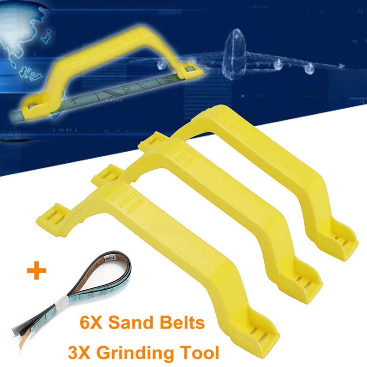 Abrasive Tools 3PCS Sanding Polish Grinding Tools Bow Handle Modeling Holder 6Pcs Sandpaper Kit Grinder Polisher Accessories