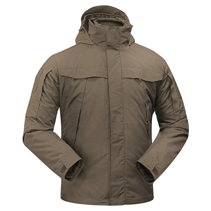 Уличная Мужская теплая водонепроницаемая ветровка 3 в 1, пальто для фанатов армии, для тренировок, походов, верховой езды, теплая куртка с капюшоном, тактическая куртка