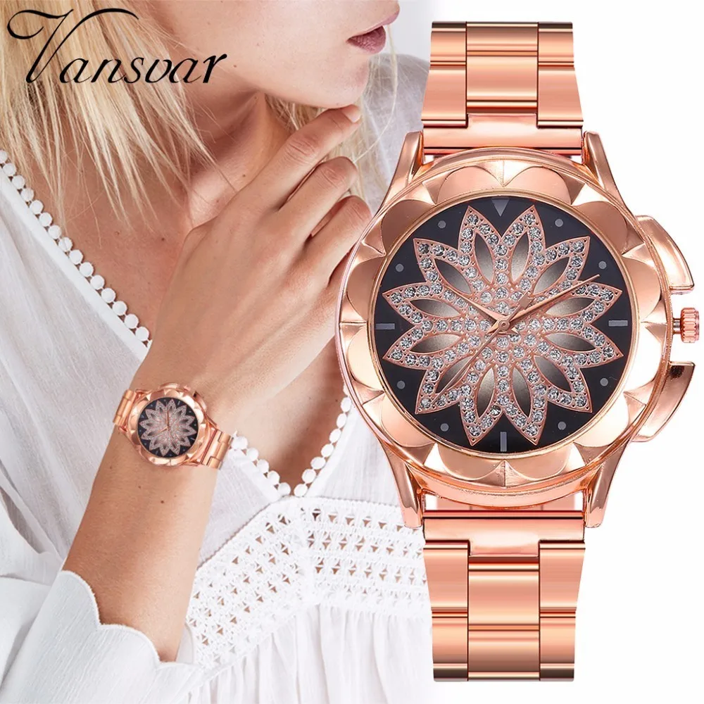 

Hot Selling Women Stainless Steel Colorful Lucky Flower Watch Luxury Ladies Quartz Watch Gift Clock Dropshipping