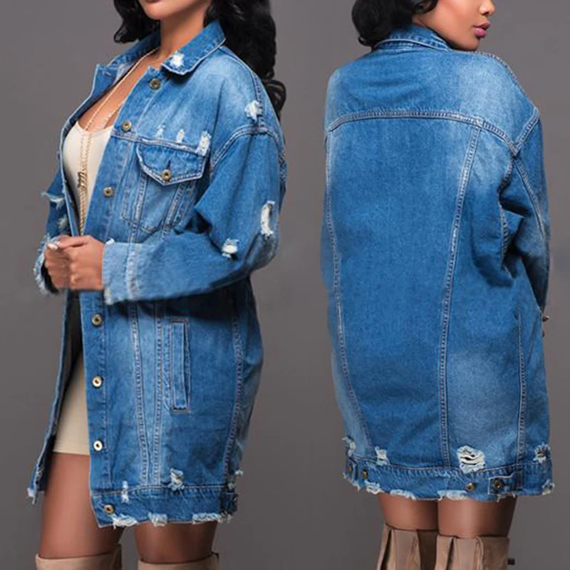 

Women Denim Jeans Buttons Down Long Sleeve Coat Jacket Cardigan Kaftan Tops New
