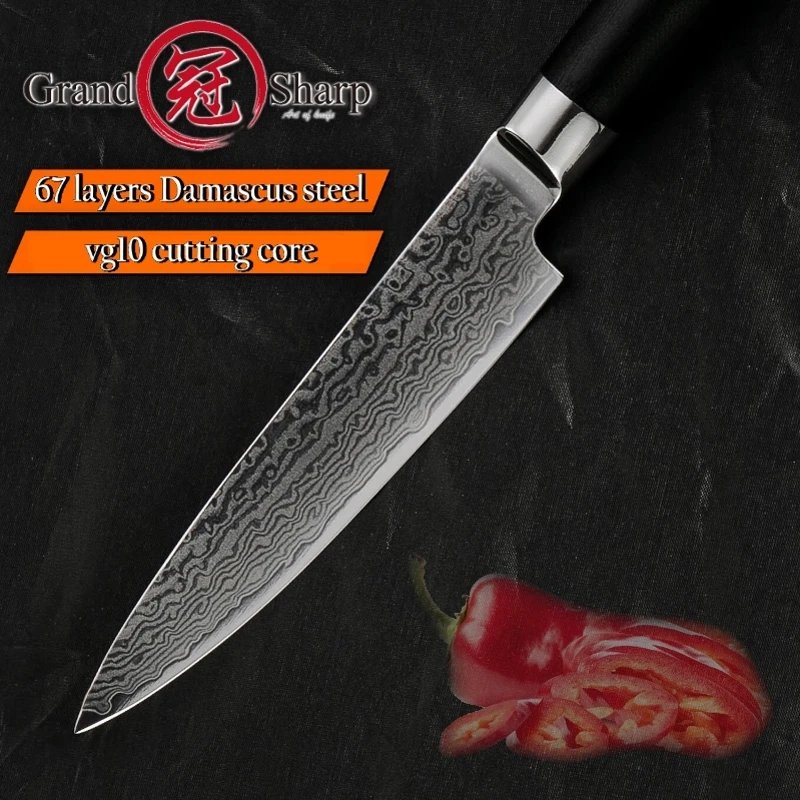 GRANDSHARP 5 дюймов Универсальный дамасский нож 67 слоев японский дамасский нож из нержавеющей стали VG-10 кухонные инструменты Дамасские кухонные ножи