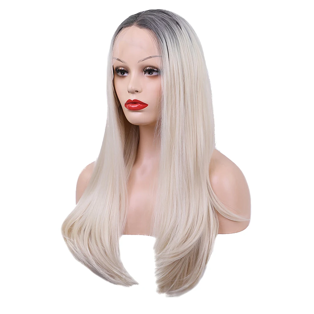 27 inch Natural Looking Long Straight Lace Front Wigs for White Women Synthetic Wig 27 inch Natural Looking Long Straight Lace Front Wigs for White Women Synthetic Wig