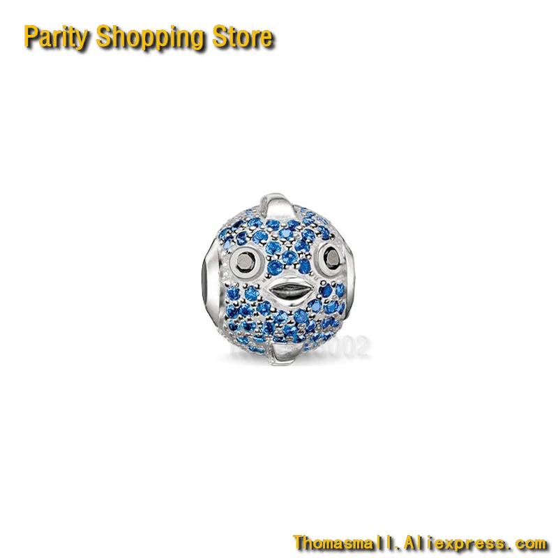 

ThomasET1154 - "Pufferfish blue" Bead new Ts Charm Gift Jewelry 925 Sterling silver fashion accessories