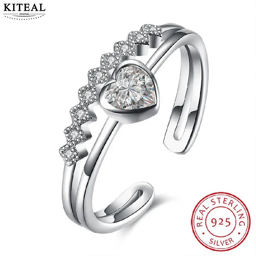 

KITEAL New 925 sterling silver in jewelry female Toe Ring mirco zircon heart love finger bague femme floating charms