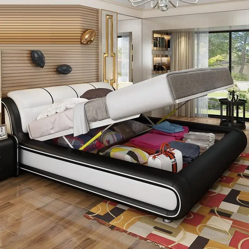 Meuble Maison Tempat Tidur Tingkat Matrimonio Infantil bedroom Set Yatak Modern Leather Moderna De Dormitorio Cama Mueble Bed