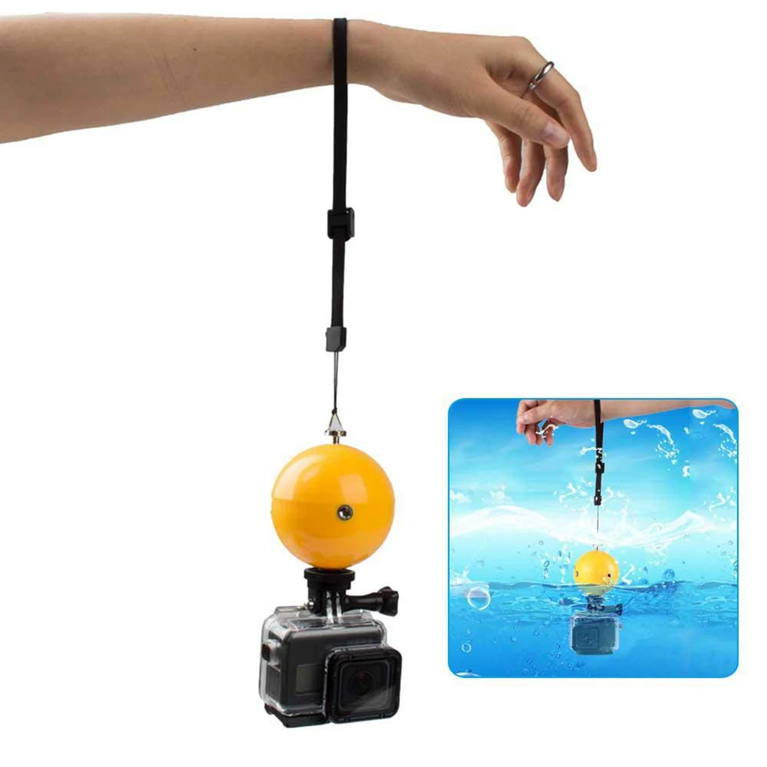 Плавающий шар устройство для фотографирования, поплавок Дайвинг плавающий мяч с ремешком на запястье поплавок плавучести плавающий с анти-потерянный веревочный адаптер