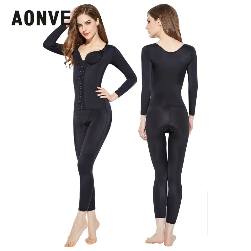 Aonve High Waist Slimming Strap Waist Trainer Bodysuit Full Body Cover