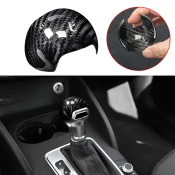 

Real Carbon Fiber Car Automatic Trans Gear Shifter Shift Knob Head Lever Sticker Cap Trim Cover For AUDI A3 S3 8V 2013-2016 AT