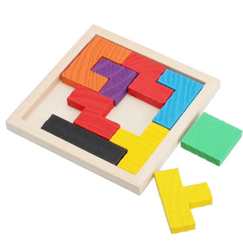 

Montessori Wooden Toys For Children Tangram Brain Teaser Puzzle Tetris Game Educational Baby Kid Gift Educational 3D Puzzles