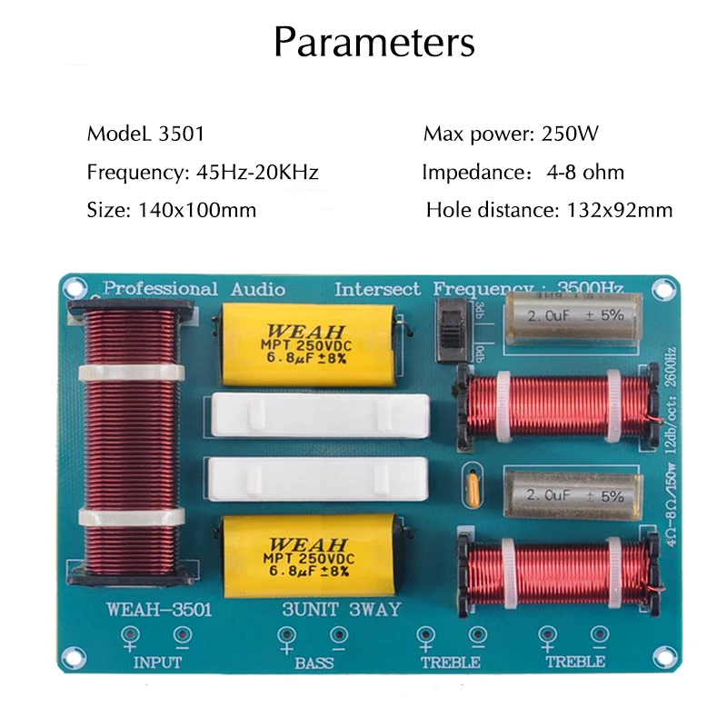 LEORY 250W KTV Профессиональное аудио делитель частоты 4-8 Ом ВЧ-бас 3 Way делитель для Hi-Fi колонки